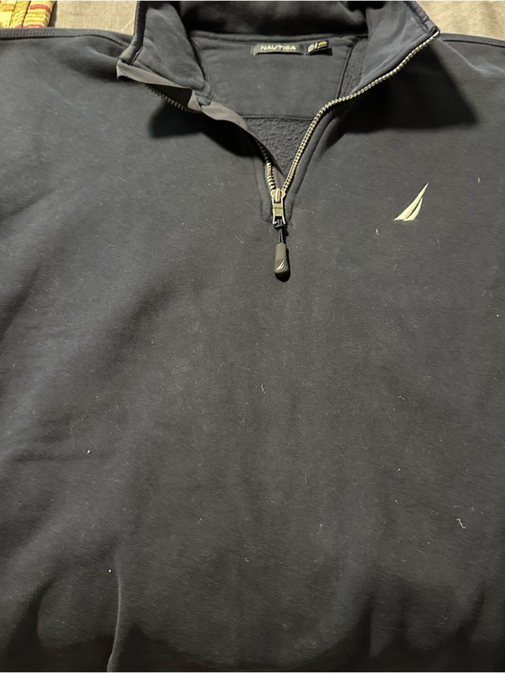 Nautica Blue Quarter-Zip Pullover with Metal Zipper